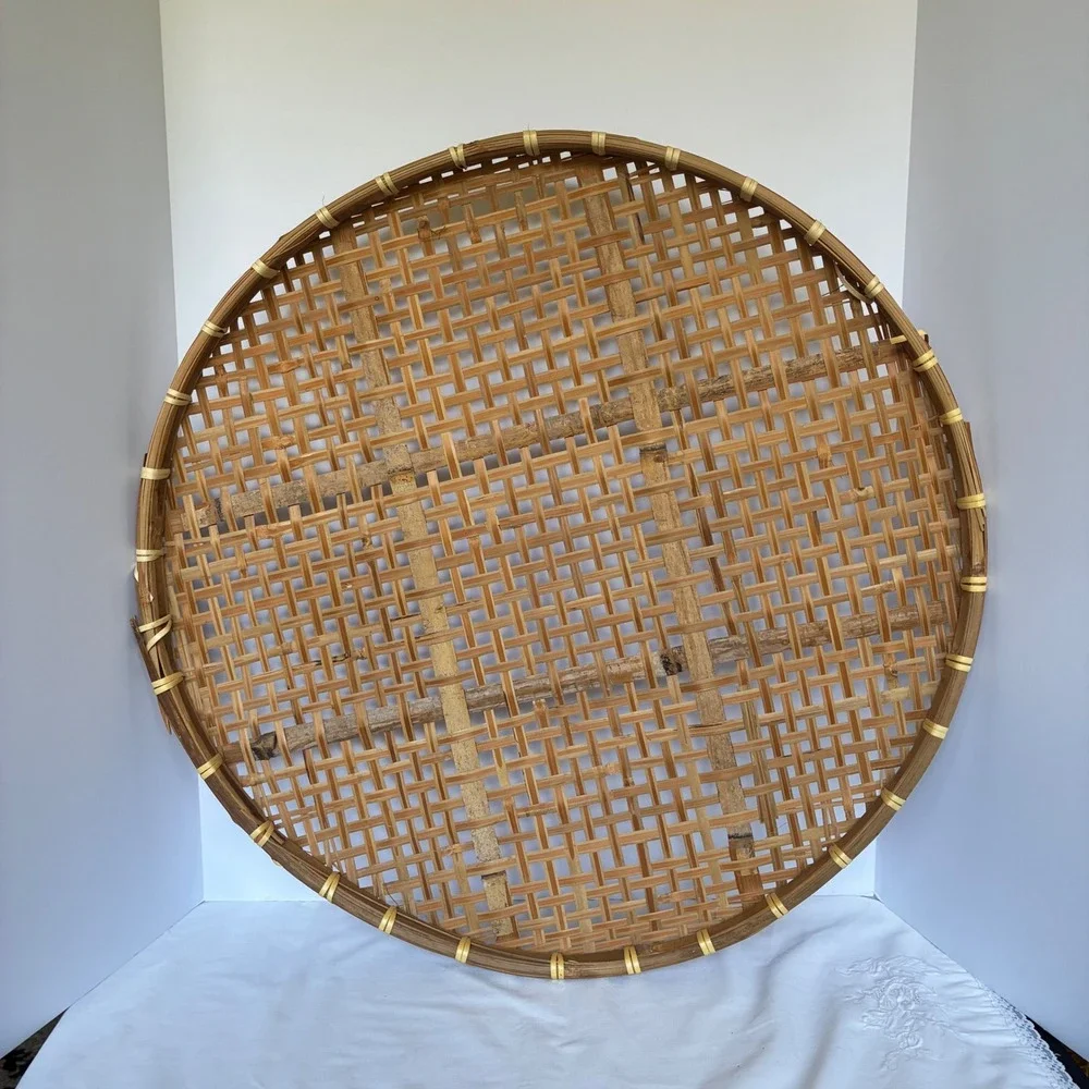 Woven Winnowing Basket Tray Rustic Wall Decor Boho Farmhouse